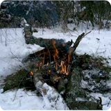 Feuerstelle auf Sparflamme.